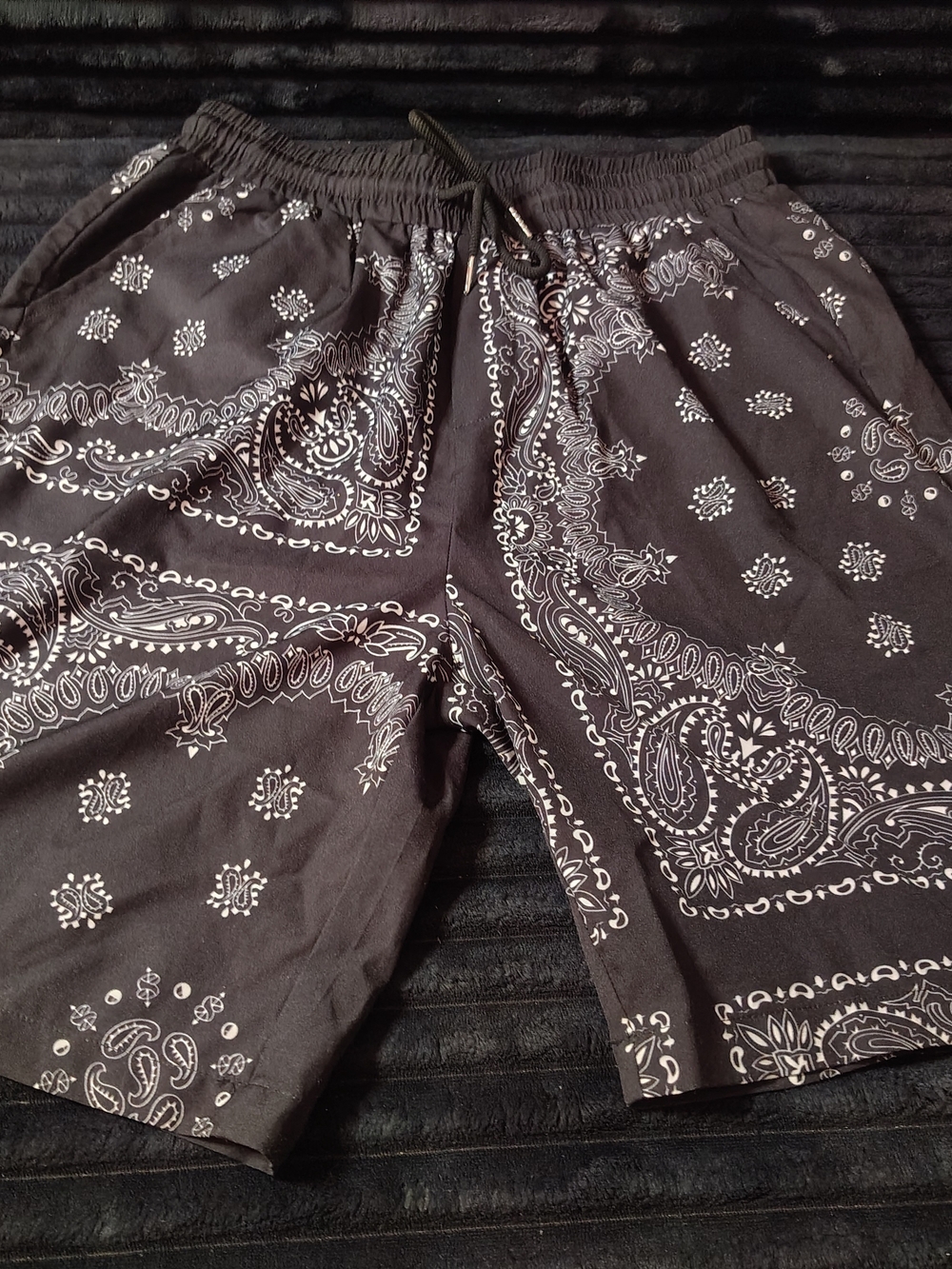 Black Bandana Print Men’s Shorts